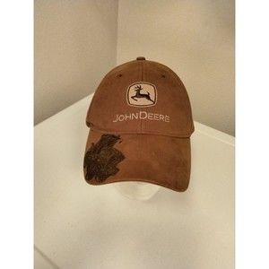 Men's Brown John Deere Tractor Adjustable Baseball Cap Hat EUC MPC Productions